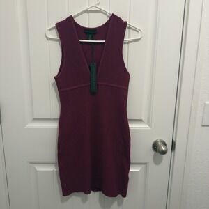 House Of Harlow‎ 1960 Magenta Deep V Sleeveless Ribbed Bodycon Dress Size Small